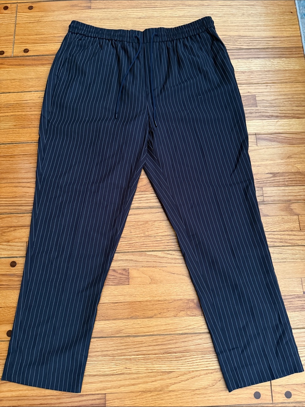 New Look Navy Pinstripe Drawstring Trousers